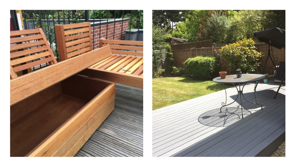 Garden bench storage / garden decking